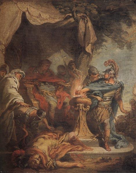 Francois Boucher Mucius Scaevola putting his hand in the fire china oil painting image